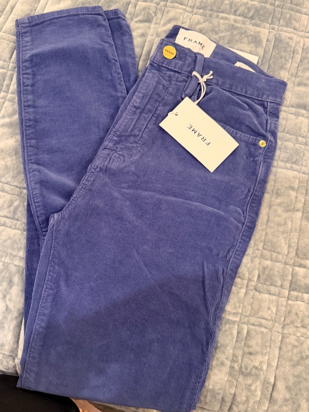 Frame BNWT Blue Corduroy High Rise Cigarette Leg Jeans - Size 25